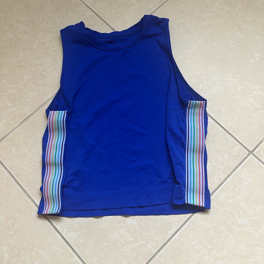 Black tank with rainbow stripes